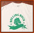 Rolling Rock Beer Authentic Bold Green Company Chest Emblem White XL T 