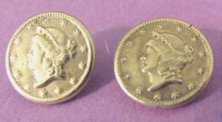   Vintage Gilt Brass Liberty Head Gold Quarter Dollar Coin LIKE BUTTONS