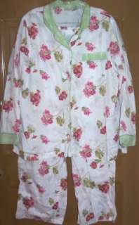 LL BEAN 2 Pc PAJAMAS Sleepwear Pants Shirt Floral Cotton As Is XL 