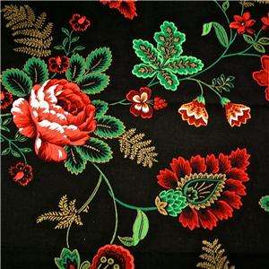 Concord Cotton Fabric, Joan Kessler Design, Bright Red Flowers on 