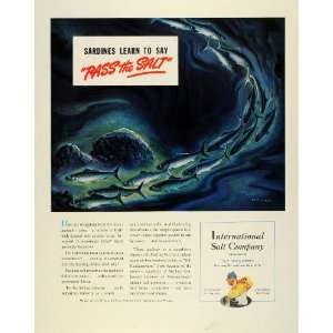  1945 Ad International Sterling Salt Condiment Flavor Sardine Fish 