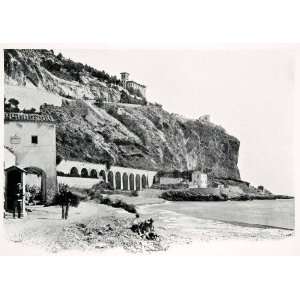  1902 Print Balzi Rossa Red Rocks Beach Menton French Riviera 