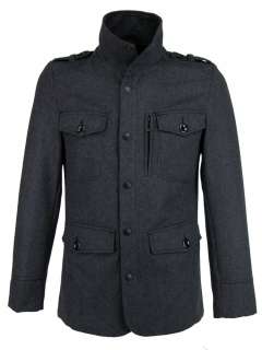   Dissident Wool Rich Military Style Jacket/ Coat   Grey Marl  