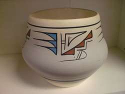 Navajo Native American Tourist Art Pottery Vase Hand Painted and 