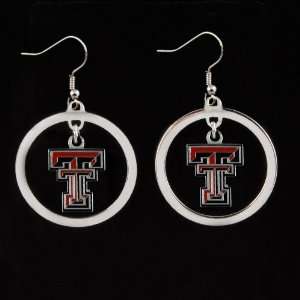  NCAA Texas Tech Red Raiders Floating Logo Hoop Earrings 