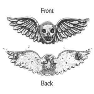  Lead Free Pewter Winged Skull Pendant 49mm (1) Arts, Crafts & Sewing