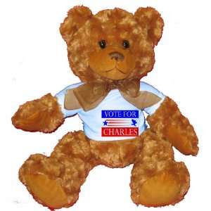  VOTE FOR CHARLES Plush Teddy Bear with BLUE T Shirt Toys & Games