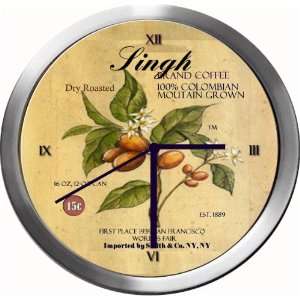  SINGH 14 Inch Coffee Metal Clock Quartz Movement Kitchen 