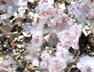   RARE Chalcopyrite&spinous pink Calcite&Dolomite crystal mineral speci