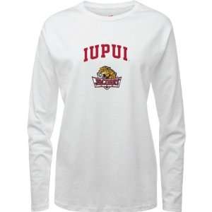  IUPUI Jaguars White Womens Arch Logo Long Sleeve T Shirt 