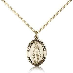 Gold Filled St. Saint Peregrine Medal Pendant 3/4 x 1/2 Inches 3986GF 
