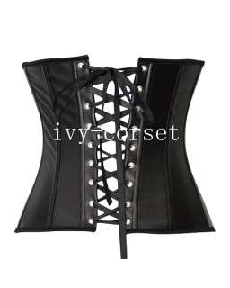 faux leather boned underbust waist cincher corset shaper