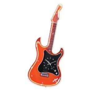   Rock n Roll Never Die Red Hot Neon Guitar Shape Clock 