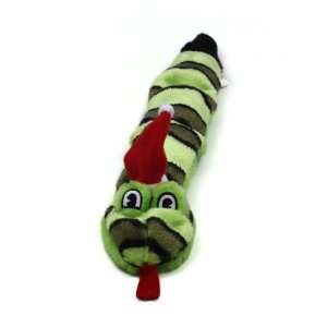   Invincible 3 Squeaker Snake with Santa Hat Dog Toy, Green Pet