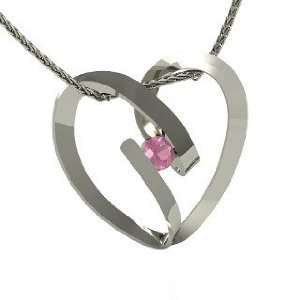 Capture My Heart Pendant, 18K White Gold Necklace with Pink Tourmaline