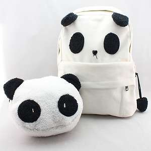   Womens Cute White Panda Canvas Backpack PLUS Panda Shoulder Bag A76