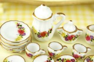 Dollhouse Miniature Porcelain China TEA SET Dishes 17 Y  