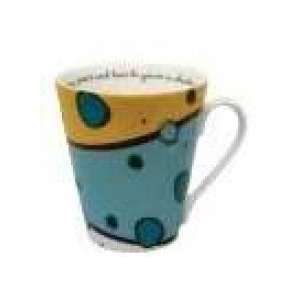   Turquoise Retro Style Dot And Stripe Mug w/Gift Box