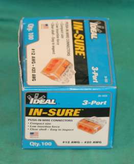 Ideal In Sure 3 port Push In Wire Connector #12 #20 AWG 30 1033 model 