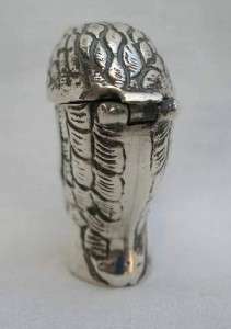 19th Century Novelty Sterling Silver Devils Head Garnet Set Vesta Case 