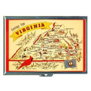  Virginia Retro Map with Cities ID Holder, Cigarette Case 