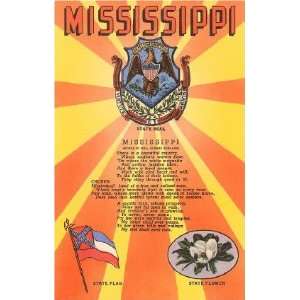 Mississippi State Seal, Flag, Flower , 3x4