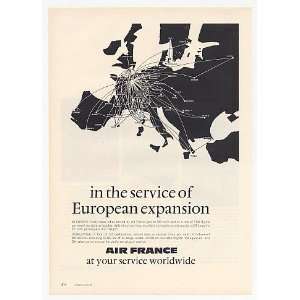 1973 Air France Airlines Europe Route Map Print Ad (23534):  