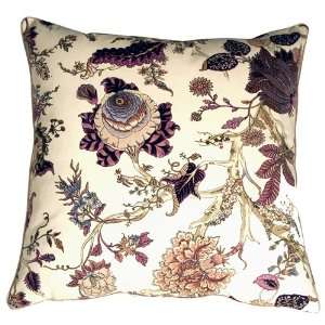   Highland Floral Cream and Purple 20X20 Throw Pillow