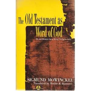  The Old Testament as Word of God Sigmund Mowinckel Books