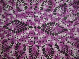   Vintage Lavender Violet Pineapple Hand Crochet Lace Doily Centerpiece