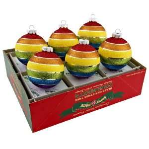 RADKO Shiny Brite Rainbow Glitter Balls Christmas Ornaments  