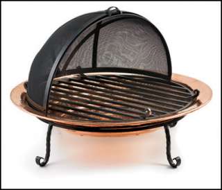 NEW SOLID COPPER FIRE PIT + STAND & SPARK SCREEN  