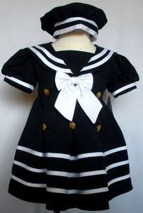  Girl Toddler Easter Formal Nautical Sailor Dress XL 2T 3T 4T Navy Blue
