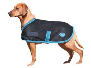 NEW WeatherBeeta Fleece Dog Coat Black w/Turquoise  