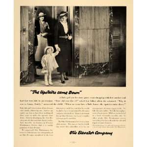  1935 Ad Otis Elevator Maintenance Mother Daughter Ride 