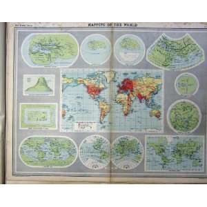  1920 World Map Cartography World Colour
