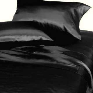   Satin Silky Sheet Set Fitted +Pillows+Flat Black Brown Purple  