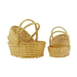  Oval Natural Willow Basket with Holder   Set of 4 Arts 