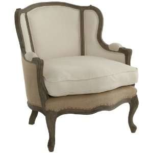  Chandler French Country Ivory Linen Burlap Arm Chair