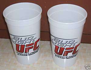 Two UFC Bud Light MMA Plastic Drinking Cups Glasses  