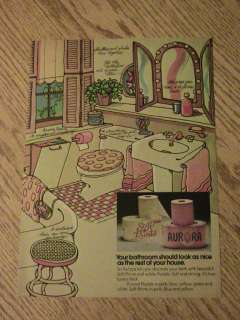 1972 AURORA TOILET PAPER ADVERTISEMENT COLOR FASHION BATHROOM PASTELS 