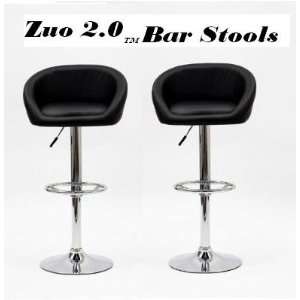  Zuo 2.0 Synthetic Leather Adjustable Bar Stool   Black 