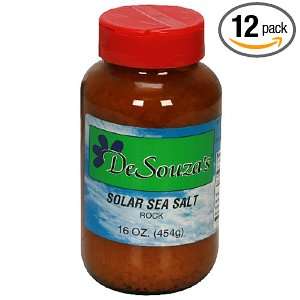 DeSouzas Solar Sea Salt Rock 16 Ounce Canister (Pack of 12)  