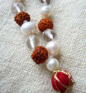 Rudraksha Pearl Quartz Mala Prayer Beads 24 MM05  