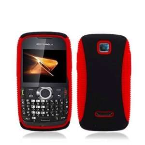 Hybrid Red/ Black #1 Texture Cover Case For Motorola Theory 