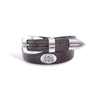    Ohio State Lizard Tip Brown Leather Belt