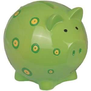 Cute Green Piggy Bank With Spots Design Collection Decoration:  