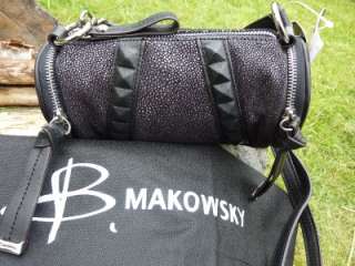 Makowsky Black Barrel Crossbody Handbag Stanton  