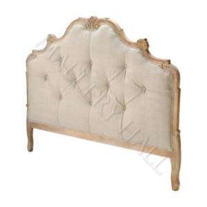 Curved Upholstered Queen Tufted Headboard Ivory Canvas  