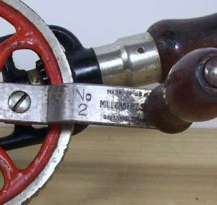 Vintage Millers Falls Hand Drill No 2 Hardwood Handles Eggbeater Style 